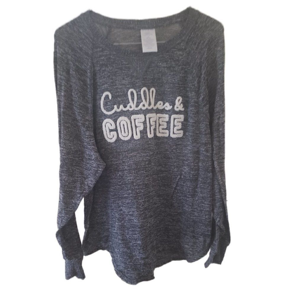 Secret Treasures Cuddles & Coffee Long Sleeve Gray Top